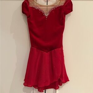 Red velvet figure skating dress child 6-8